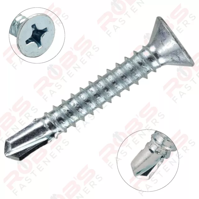 Self Drilling Screws Countersunk Zinc Plated Metal Fixing Windows Roofing