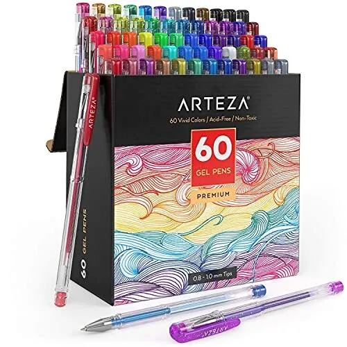 ARTZ-8001 Gel-Ink-Rollerball-bolígrafos, 60 unidades (Paquete de 1), Multicolor Set de 60