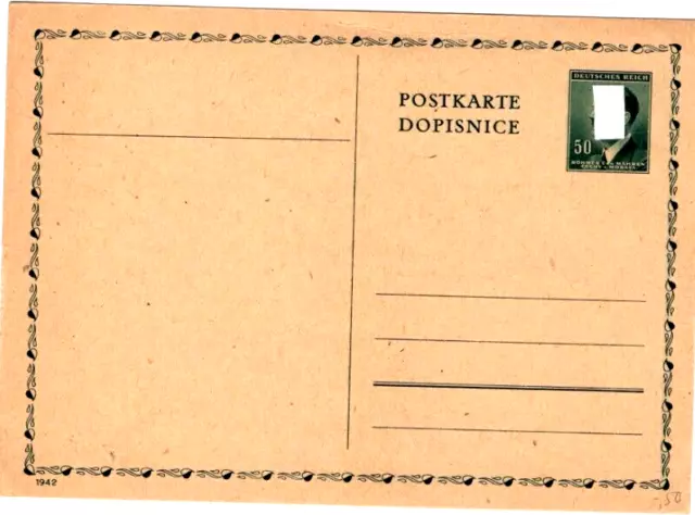 Böhmen&Mähren  Postkarte P 14 Druckjahr 1942   - ungebraucht