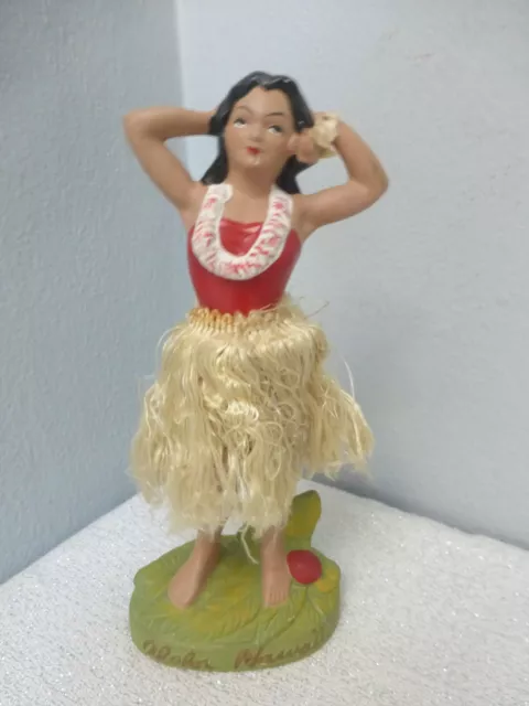 Vintage MCM Japan Aloha Hawaiian Hula Dancer Nodder Chalkware 7.25"