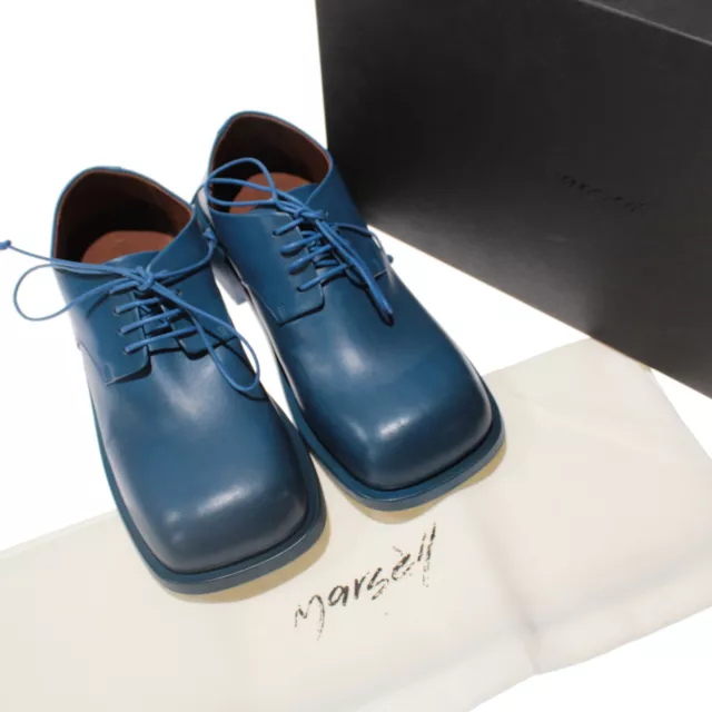 Marsell NWB Lace Up Leather Chunky Derby Shoes Size 38 US 8 Blue Made in Italy