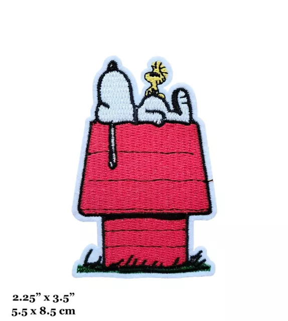 Peanuts Snoopy And Woodstock on Dog House Cartoon Embroidered Iron On Patch