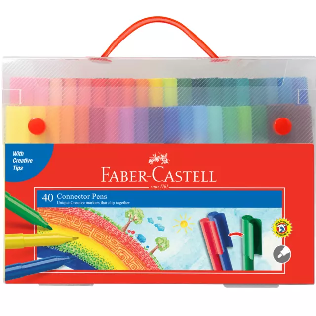 NEW Faber-Castell 40 Connector Pens Markers Gift Case Present Pack