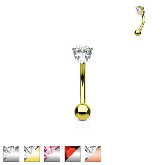 Piercing Sopracciglia - Cuore Zirconia 8mm Curvo Barbell #447