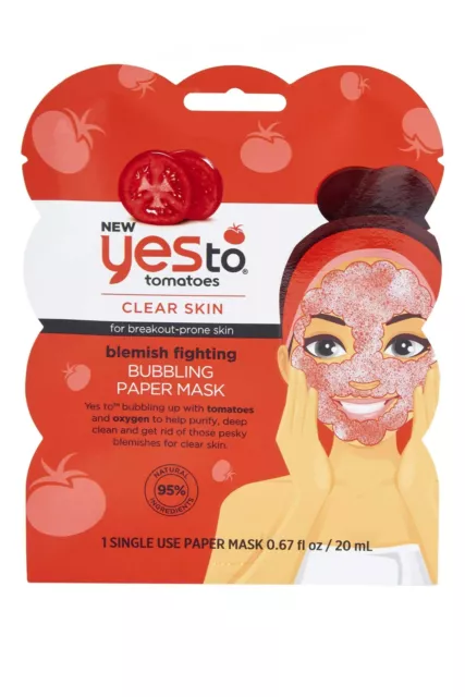 Yes to Tomates Burbujas Papel Máscara Cara Mancha Lucha 20ml Piel Individual Uso