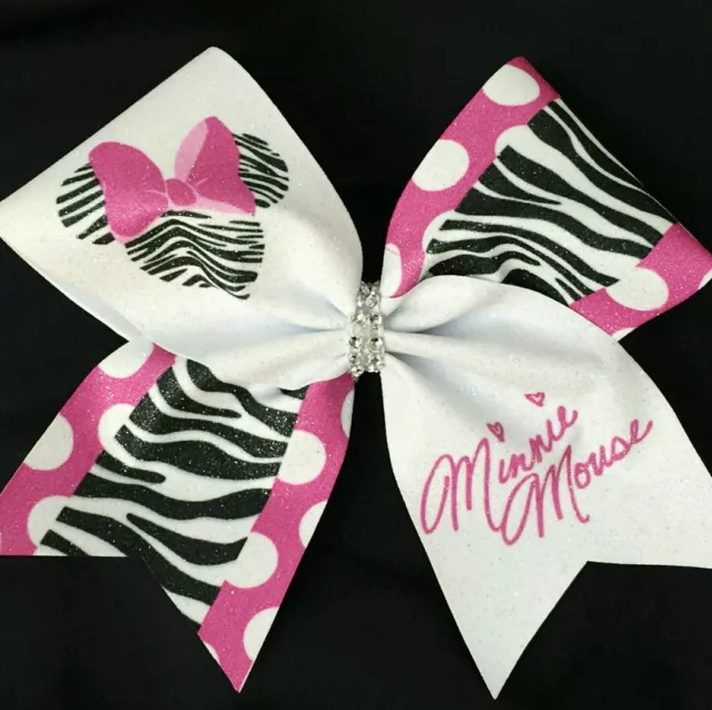 Cheer Bow - Minnie Mouse Zebra Print Glitter - Disney -  Hair Bows