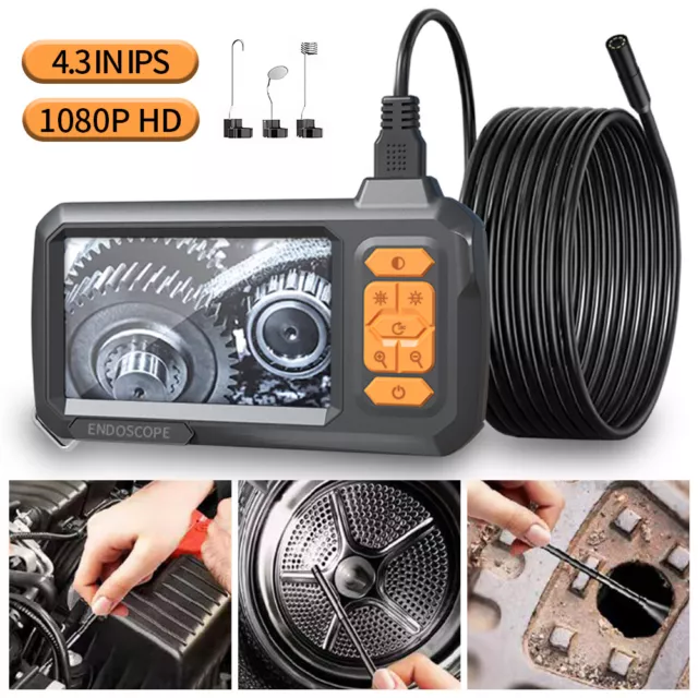 4.3" 8mm Endoscope Camera 1080P Industrial Borescope Inspection LED 2/5/10/15M