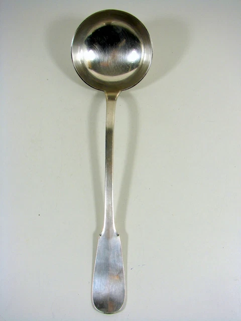 Louche Ancienne En Métal Argenté Poinçonné AF 10GR - Manche Décor Floral, Vintage Français, Occasion