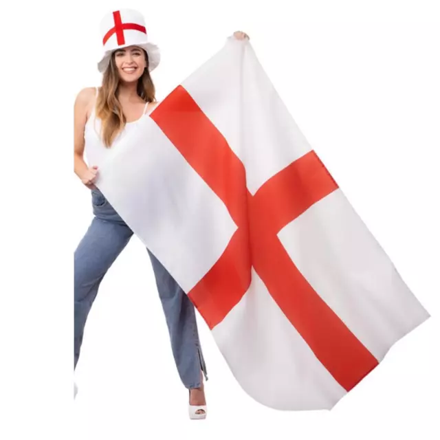 5ft Grande st George SPORTS Decoración Fiesta Fútbol Rugby Tela England Bandera