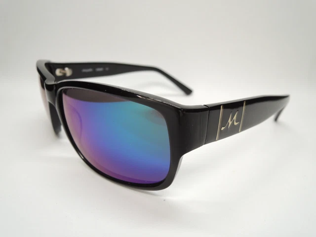 NOS MIZYAKE Japan 3522 Wrap Retro Rectangle Black Multicolour Mirror Sunglasses