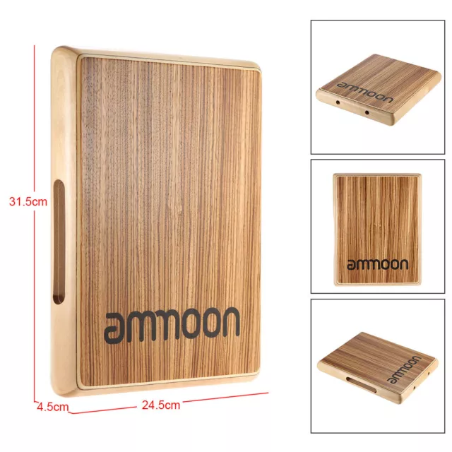 Ammoon Compact Travel Cajon Flat Hand Drum Persussion Instrument 3