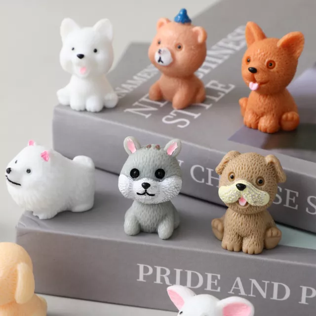 12 Pcs Cartoon Puppy Ornaments Resin Mini Figures for Kids Toy Dog Puppies