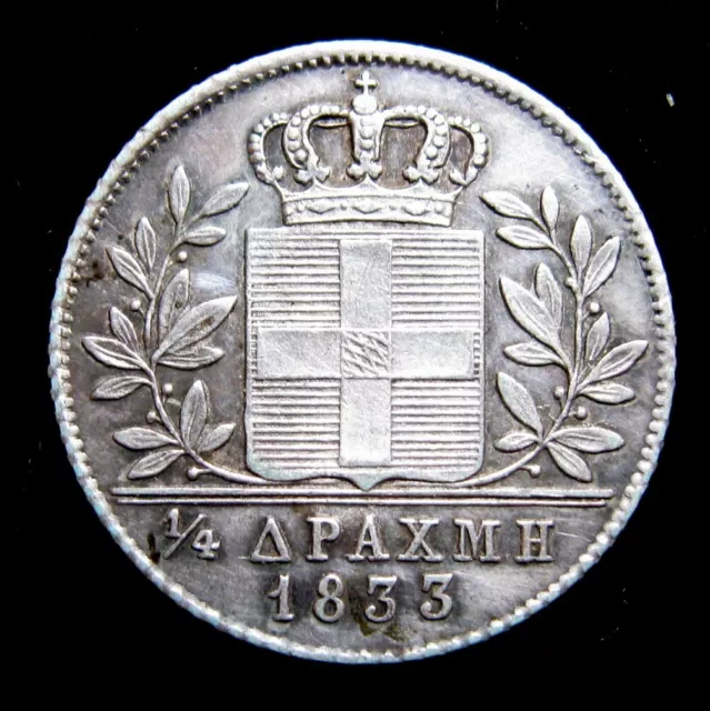 Greece - 1/4 Drachma 1833 Km# 18, High Grade
