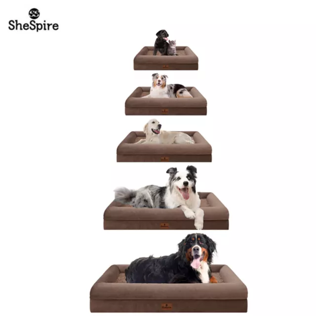 SheSpire Orthopedic Memory Foam Bolster Brown Dog Bed Pet Nest w/Removable Cover