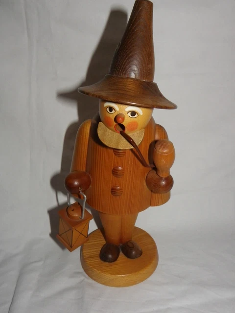 SCHÖNER ALTER RÄUCHERMANN MIT LATERNE ORIGINAL ERZGEBIRGE HÖHE ca.31cm