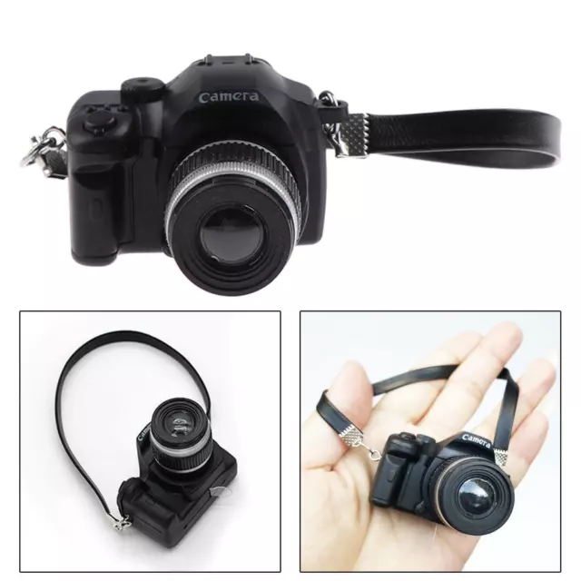 1/12 Mini Retro Creative Camera W/Strap DIY Doll Photography Dollhouse Miniature