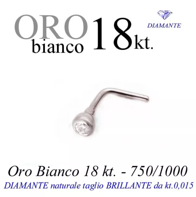 Piercing Nariz Nose Oro Blanco 18kt. con Diamante kt.0, 015 White Gold Diamond