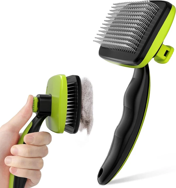 Self Cleaning Slicker Brush Dog Cats Lightweight Shedding Massaging Grooming Cat