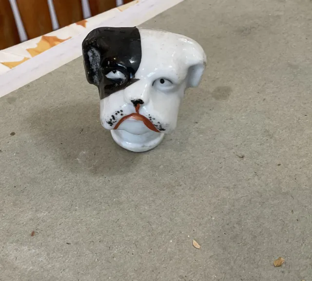 VTG Bull Dog Ceramic Top To Bottle Cute Head