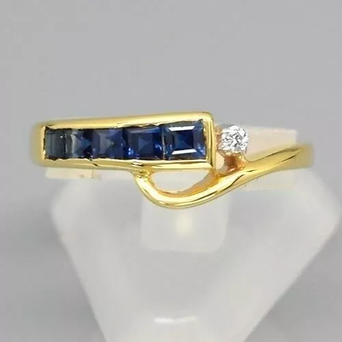 0.60 Karat T.W Natürlich Königsblau Saphir Ring mit Diamant 14K Solid Gold