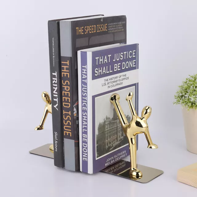 Stainless Steel Gold Color Book End Home Decor Bookends Shelf School For Home
