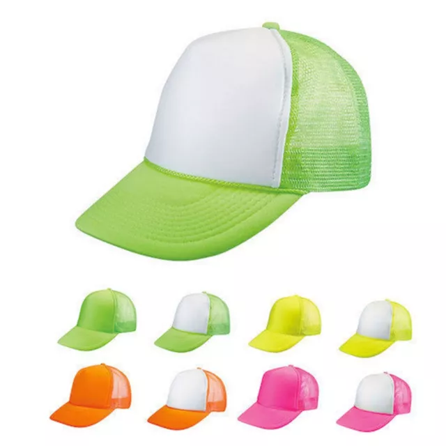 6 Lot Blank Neon Foam Mesh Trucker Hats Caps Solid Two Tone Wholesale Bulk