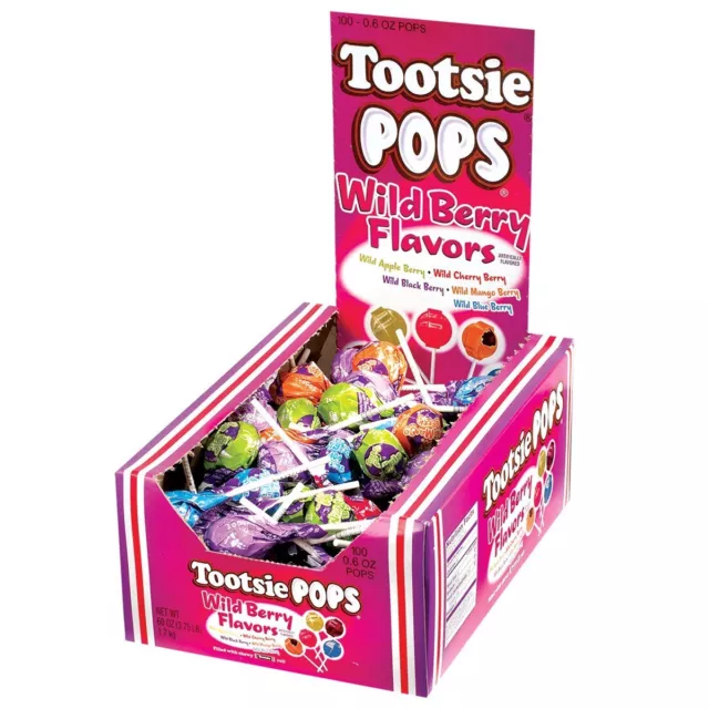 Surtido de sabores de baya silvestre Tootsie Pops con centro de chocolate 3,75 libras 100 2