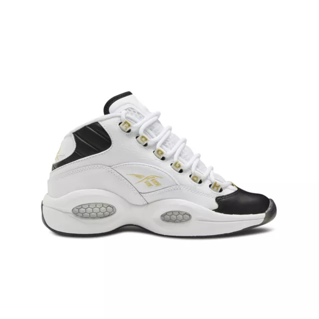 Reebok Question Mid (white/black/gold metallic) Grade School Boys Shoes EG6274