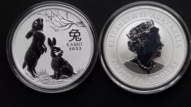 1 x 1 Unze (31,1 g 1 Dollar) 999er Feinsilberm. der Serie Lunar III Hase  2023.