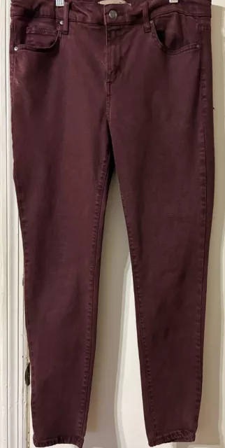 Joes Jeans Womens Sz 31 Burgundy Mid-Rise Skinny Ankle Soft Touch Stretch Denim