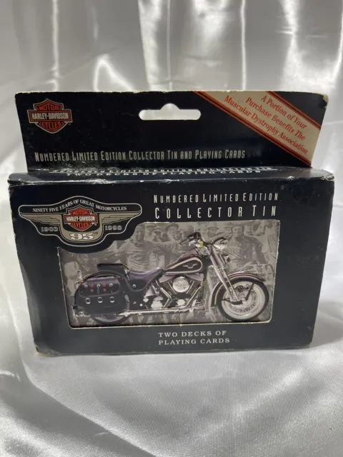 Harley Davidson Motorcycle 95th Anniversary 2 Decks Playing Cards & Tin 1998 NEW