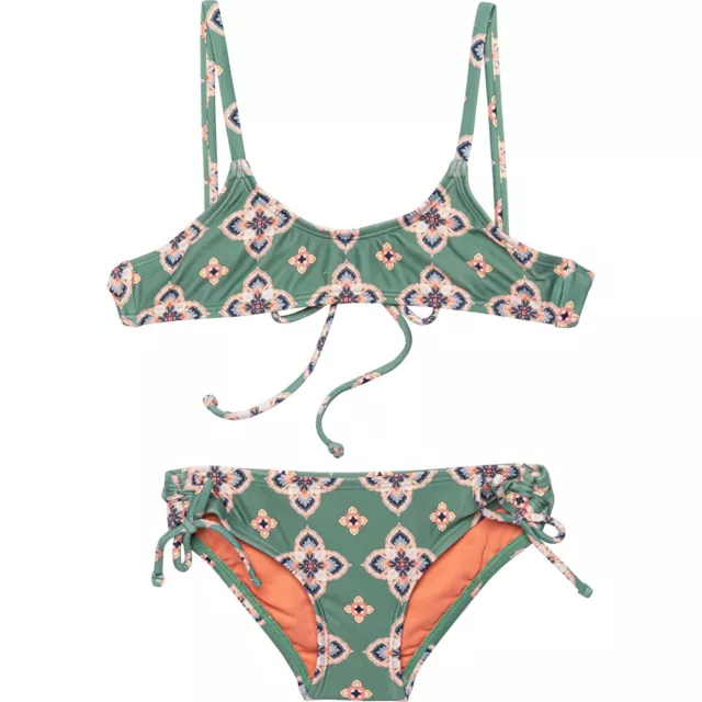 O'Neill 2-Pc Green Tile Print Swimming Bralette Set UPF 50+ Toddler Girls size 5