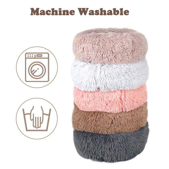 Fluffy Plush Pet Bed Dog Cat Round Cuddler Cushion Mat Puppy Calming Kennel Nest 2
