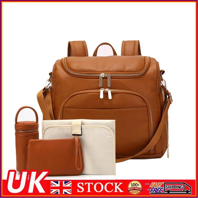 PU Large Capacity Diaper Bag Mommy Bag Backpack for Travel Totes (Brown)