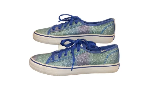 Keds Girls Glitter Sparkle Ombré Blue Sneakers Size 3