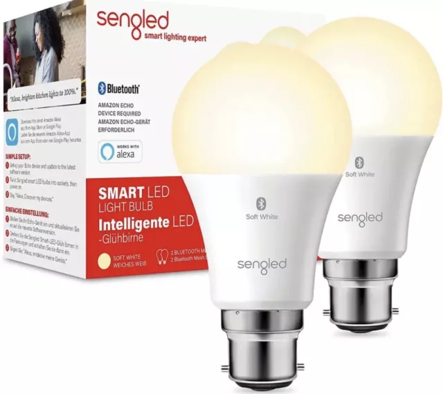 Sengled Smart Bulb, Alexa Light Bulb B22, 2 Count (Pack of 1), Soft White