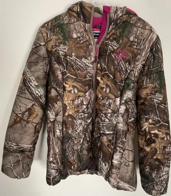 RealTree Xtra Jacket Puffer Removable Fur Hood Hunt Coat Camo Full Zip Women’s L