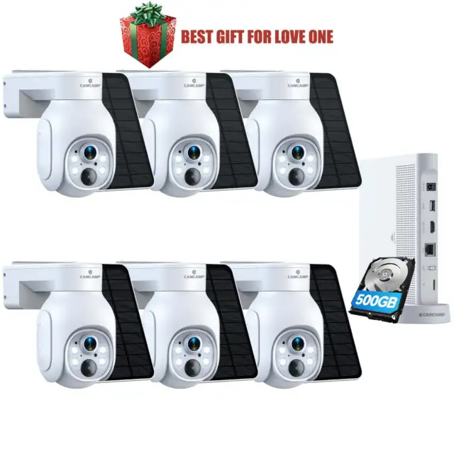 4/6 Solar Battery Power Wireless Security Camera System Outdoor PTZ 10CH NVR Kit