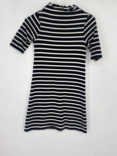 French Connection Striped Knit Blue White Dress Us 2 Cotton Short Sleeve Beach