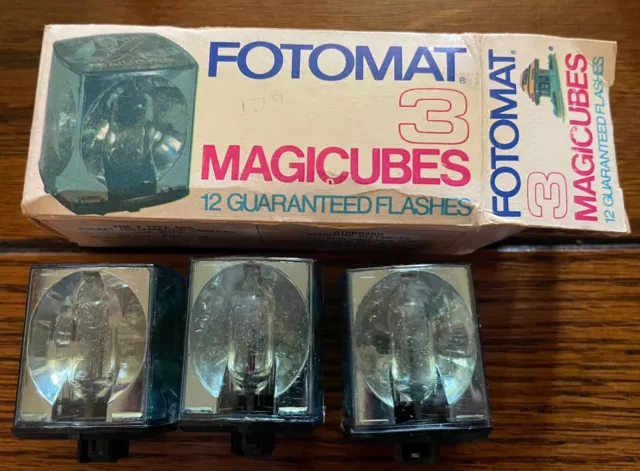 Cubos de flash para cámara Fotomat Magicubes 3 bombillas sin usar 12 flashes garantizados EE. UU.