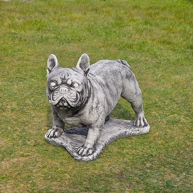 Stoneandstyle Steinfigur Frenchie - Schwarze Französische Bulldogge, Frostfest, Made In Germany