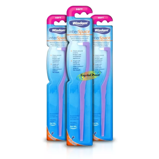 3x Wisdom Interspace Soft Single Tuft Interdental Toothbrush