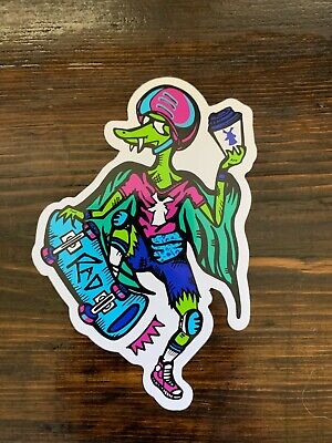 Dutch Bros coffee Sticker, Skateboard Lizard Rad, Collectible Dino