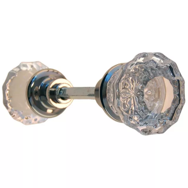 2" Fluted Glass Doorknobs Solid Brass Base fancy decorative antique vintage old