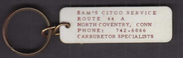Sam's Citgo Service Route 44A North Coventry CT Carburetor Spcialists key tag