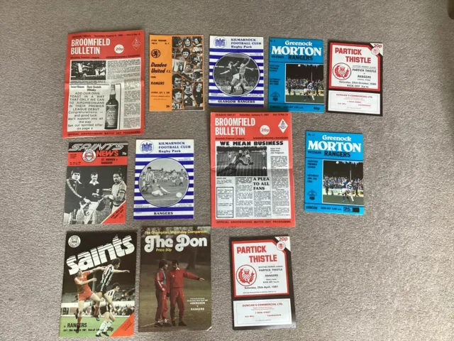 12 Glasgow Rangers Away Games Football programmes 1980/81 seaon
