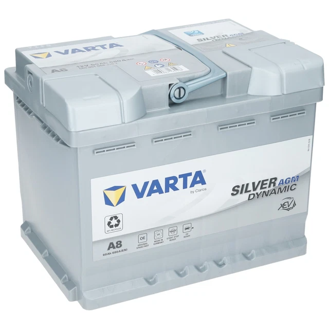 STARTERBATTERIE VARTA AGM 60 Ah A8 12V 60Ah ersetzt 55 56 61 64 65 70 ...