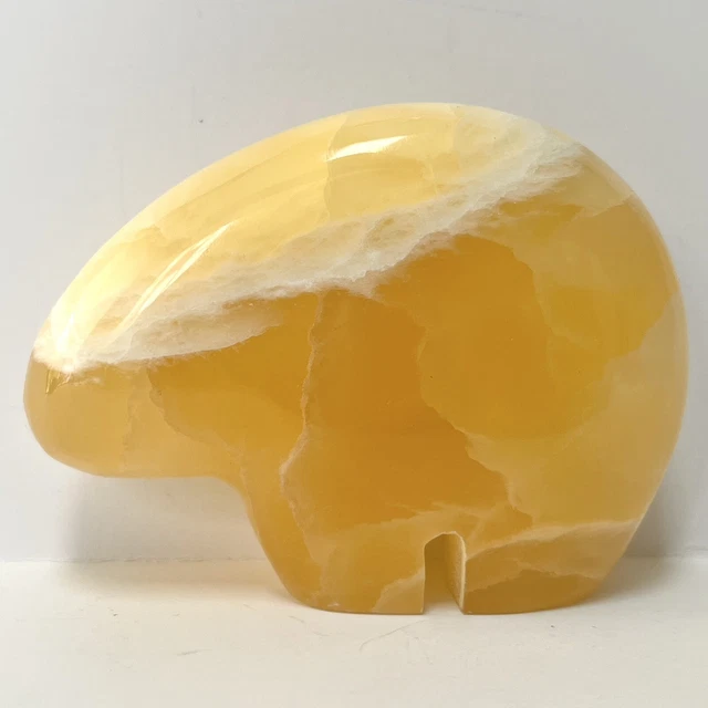 Orange Calcite Zuni-inspired Carved Bear Fetish Figure Genuine Solid Stone