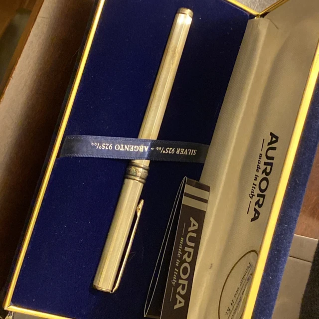 AURORA A20 M464 Magellano Silver Gold Fountain Pen NEW Box Case 14k .925 AURORA A20 M464 Magellano Silver Gold Fountain Pen NEW Box Case 14k .925