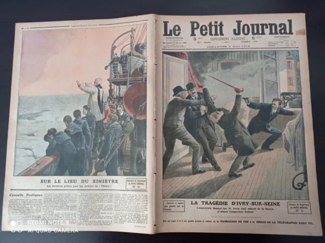 Le petit journal 1912 1120 prières pour les victimes du titanic + massacre fez